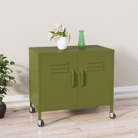 vidaXL Förvaringsskåp olivgrön 60x35x49 cm stål