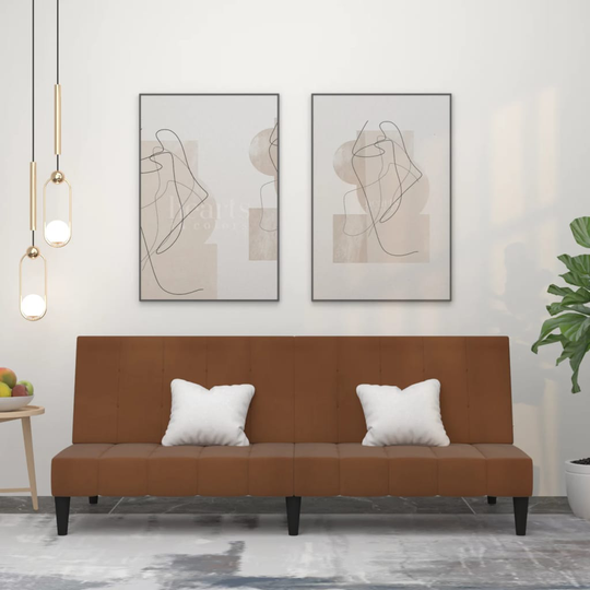 vidaXL Bäddsoffa 2-sits brun mikrofibertyg