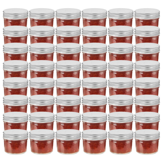 vidaXL Syltburkar i glas med silvriga lock 48 st 110 ml