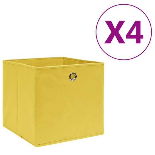 vidaXL Förvaringslådor 4 st non-woven tyg 28x28x28 cm gul
