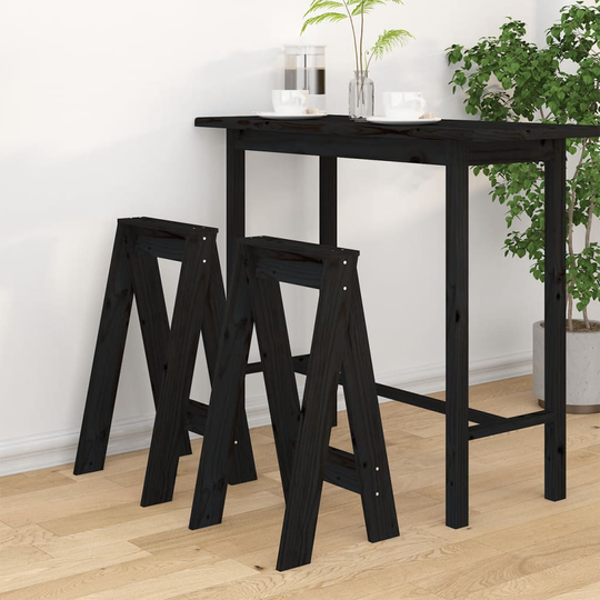 vidaXL Pallar 2 st svart 40x40x75 cm massiv furu