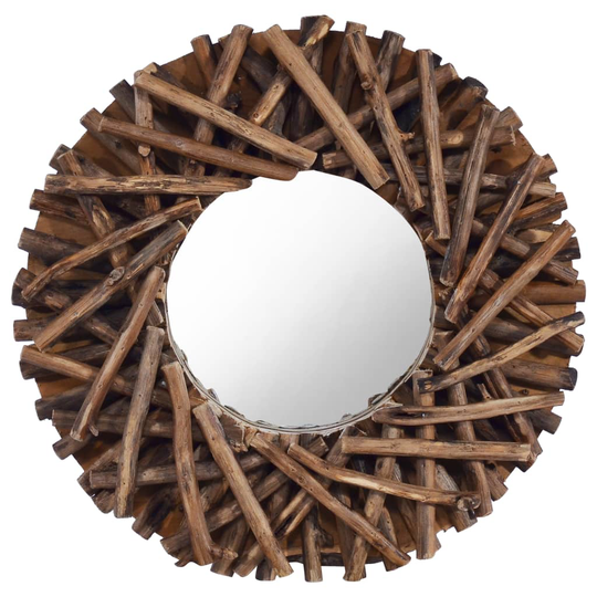 vidaXL Väggspegel rund 40 cm teak