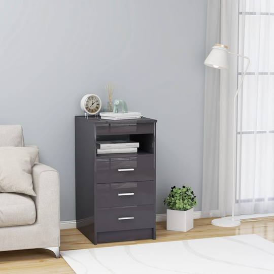vidaXL Byrå grå högglans 40x50x76 cm konstruerat trä