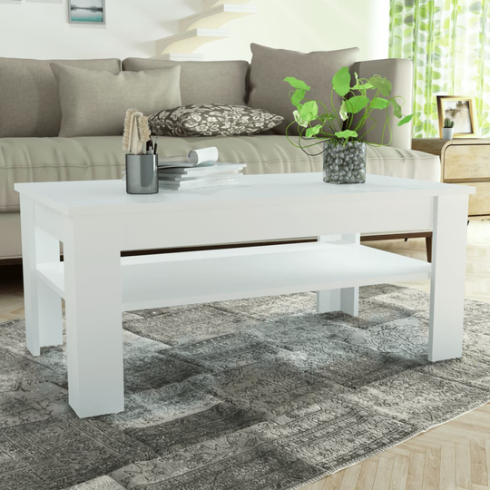 vidaXL Soffbord spånskiva 110x65x48 cm vit