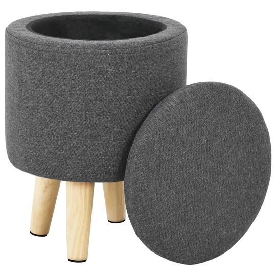 vidaXL Förvaringspall tyg rund 24x32 cm mörkgrå