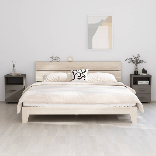 vidaXL Sängbord 2 st ljusgrå 40x35x62 cm massiv furu