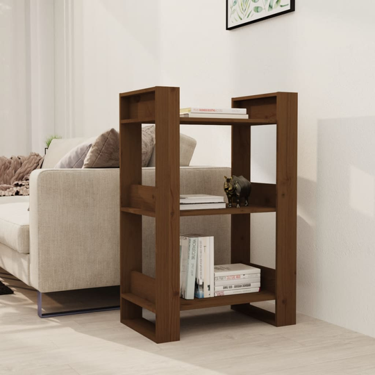 vidaXL Bokhylla/rumsavdelare honungsbrun 60x35x91 cm massiv furu