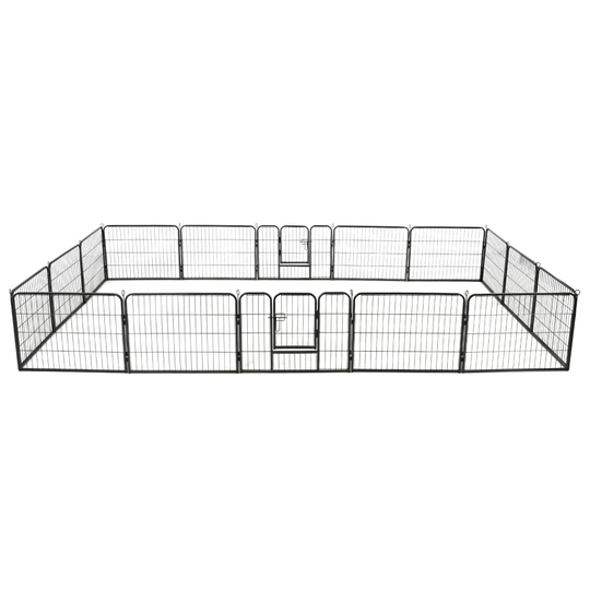 vidaXL Hundhage 16 paneler stål 60x80 cm svart