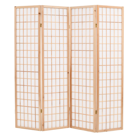 vidaXL Rumsavdelare med 4 paneler japansk stil 160x170 cm naturlig
