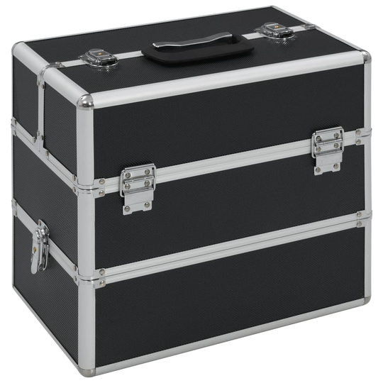 vidaXL Sminklåda 37x24x35 cm svart aluminium