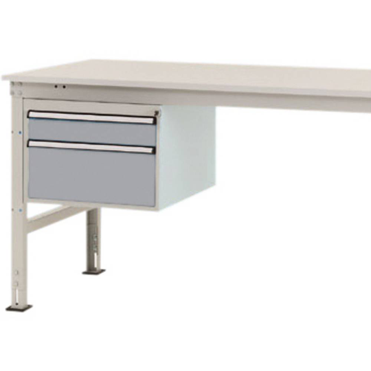 Manuflex ZB4567.9006 Infällbar låda, användbar höjd 300 mm med 2 skjutbara fack. För bordsdjup 1200 mm