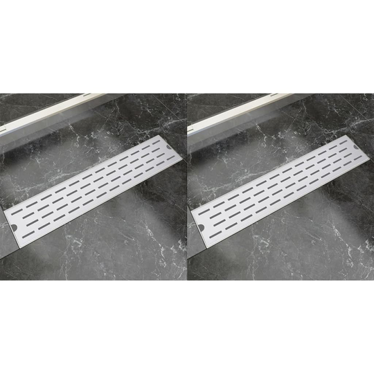 vidaXL Avlång golvbrunn 2 st rak rostfritt stål 530x140 mm