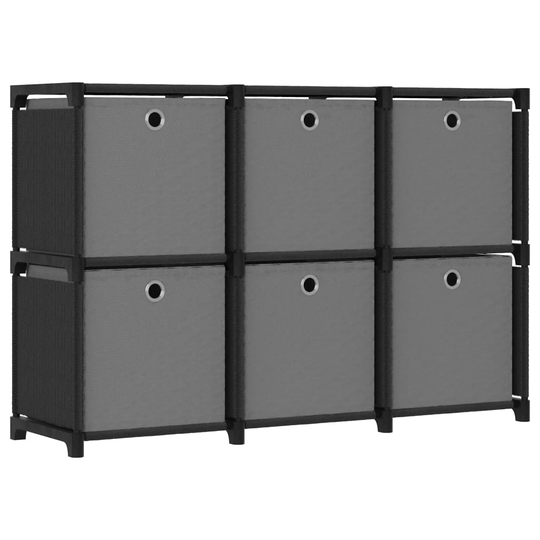 vidaXL Hylla med 6 kuber med lådor svart 103x30x72,5 cm tyg