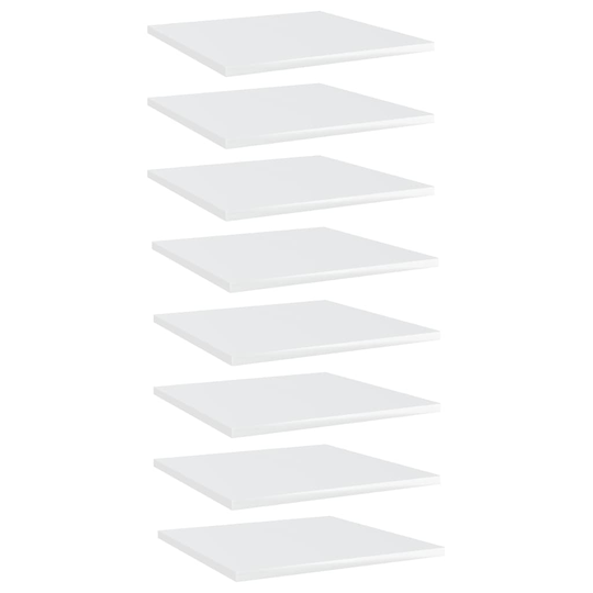 vidaXL Hyllplan 8 st vit högglans 40x40x1,5 cm spånskiva