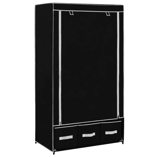 vidaXL Garderob svart 87x49x159 cm tyg