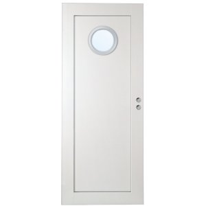 Skjutdörr Nyby - Massiv - 1-spegel - Runt glas i Aluminiumring