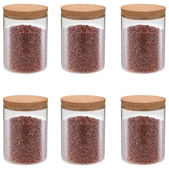 vidaXL Förvaringsburkar i glas med korklock 6 st 650 ml