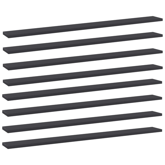 vidaXL Hyllplan 8 st grå 100x10x1,5 cm spånskiva