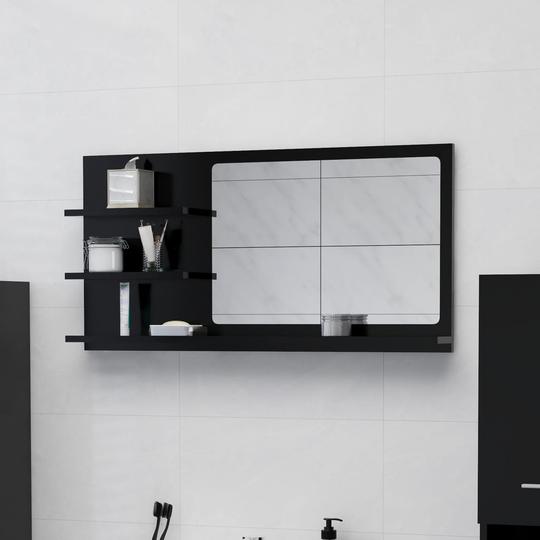 vidaXL Badrumsspegel svart 90x10,5x45 cm spånskiva