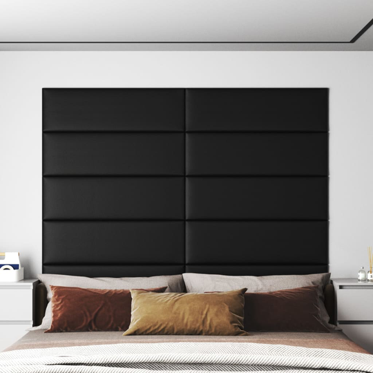 vidaXL Väggpaneler 12 st svart 90x30 cm konstläder 3,24 m²