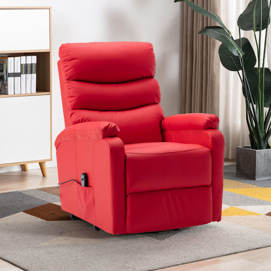 vidaXL Reclinerfåtölj med uppresningsfunktion röd konstläder
