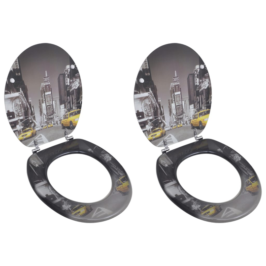 vidaXL Toalettsitsar med lock 2 st MDF New York