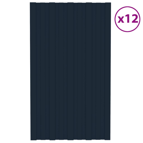 vidaXL Takprofiler 12 st galvaniserat stål antracit 80x45 cm