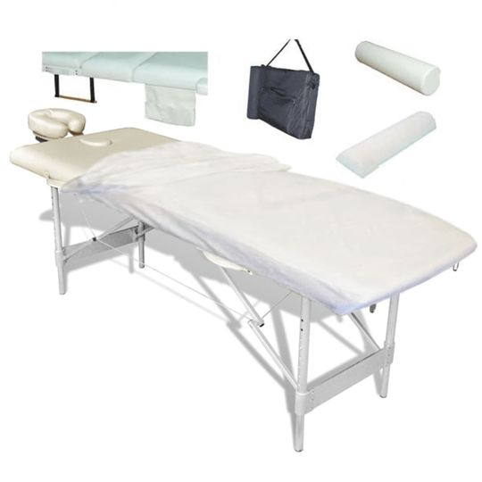 Massagebänk 4-zoner gräddvit inkl. massagetillbehör