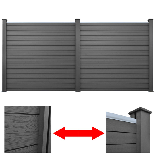 vidaXL Staketpanel trädgård 2 st WPC 361 cm grå