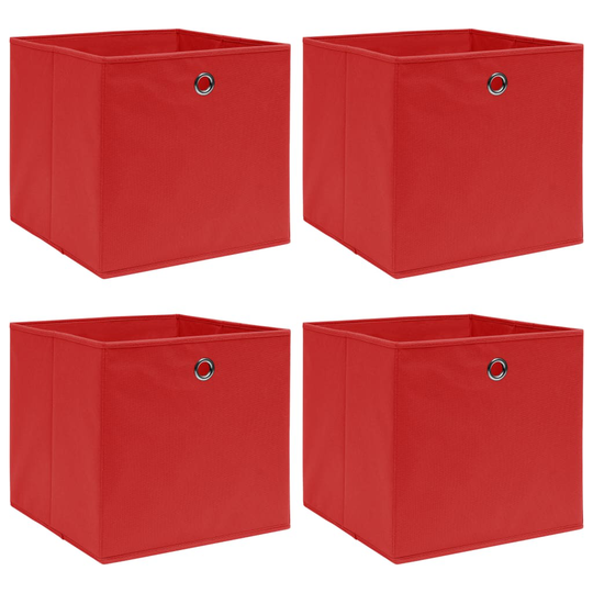 vidaXL Förvaringslådor 4 st röd 32x32x32 cm tyg