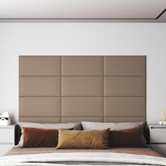 vidaXL Väggpaneler 12 st cappuccino 60x30 cm konstläder 2,16 m²