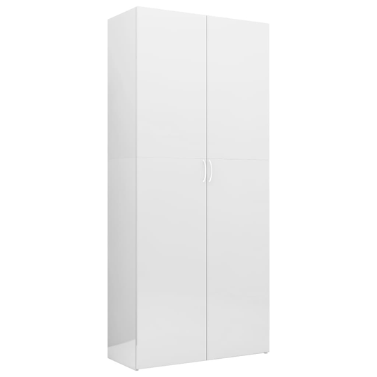 vidaXL Förvaringsskåp vit högglans 80x35,5x180 cm spånskiva