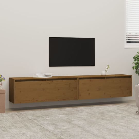 vidaXL Väggskåp 2 st honungsbrun 100x30x35 cm massiv furu