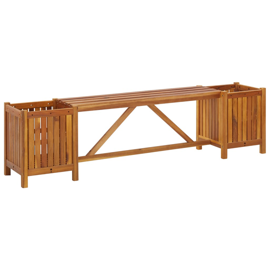 vidaXL Trädgårdsbänk med 2 odlingslådor 150x30x40 cm massivt akaciaträ