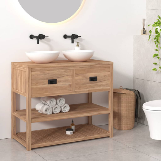 vidaXL Badrumsskåp 90x45x75 cm massiv teak