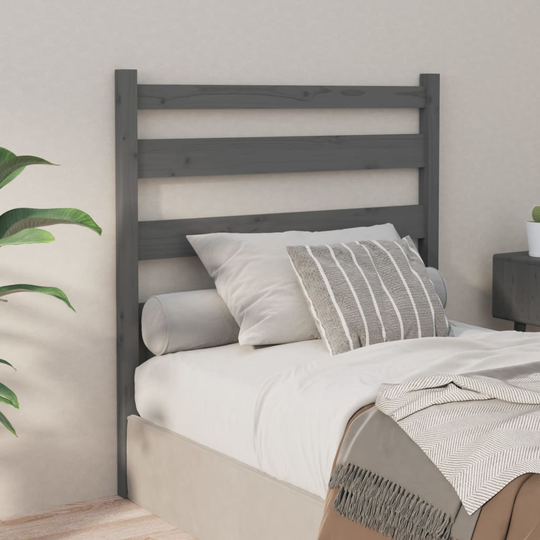 vidaXL Sänggavel grå 81x4x100 cm massiv furu