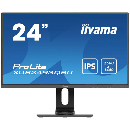 Iiyama ProLite XUB2493QSU-B1 LED-skärm 61 cm (24 tum) 2560 x 1440 pixel WQHD 4 ms HDMI, DisplayPort, USB 2.0, USB 3.0, Hörlurar (3.5 mm) IPS LED