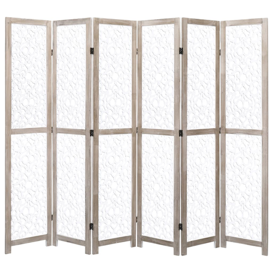 vidaXL Rumsavdelare 6 paneler vit 210x165 cm massivt trä