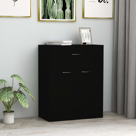 vidaXL Skänk svart 60x30x75 cm spånskiva