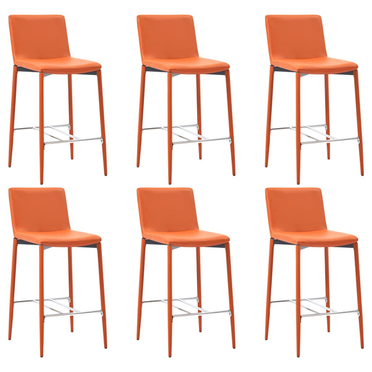 vidaXL Barstolar 6 st orange konstläder
