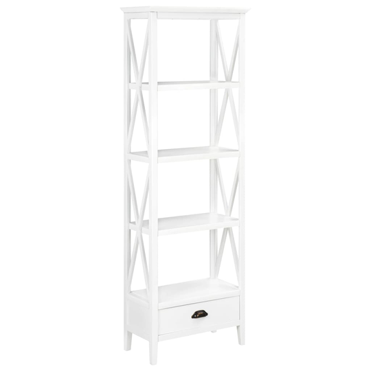 vidaXL Bokhylla med 1 låda vit 60x30x170 cm MDF