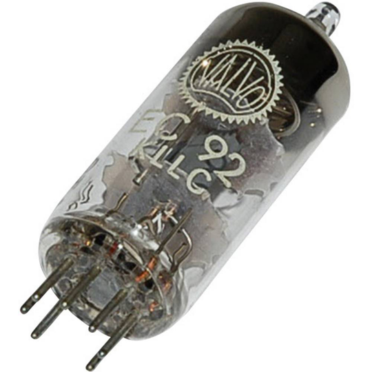 EC 92 = 6 AB 4 Elektronrör Triod 100 V 3 mA Antal poler: 7 Sockel: Miniatyr Innehåll 1 st