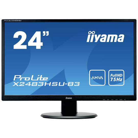 Iiyama ProLite X2483HSU LED-skärm 61 cm (24 tum) 1920 x 1080 pixel Full HD 4 ms Hörlurar (3.5 mm), DisplayPort, HDMI, VGA, USB AH-IPS LED
