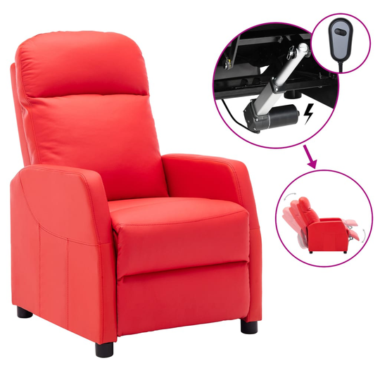 vidaXL Elektrisk reclinerfåtölj röd konstläder
