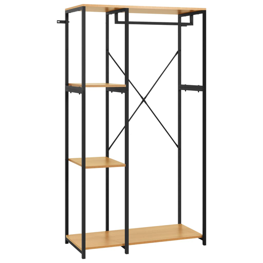 vidaXL Garderob svart och ek 90x40x167 cm metall och spånskiva