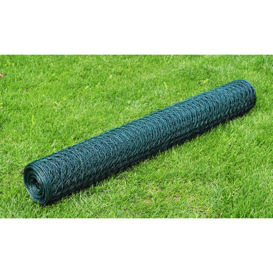 vidaXL Hönsnät galvaniserat med PVC-beläggning 25x1 m grön