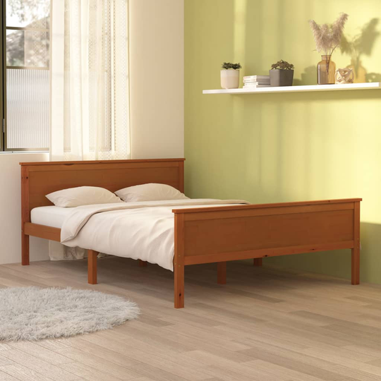 vidaXL Sängram honungsbrun massiv furu 120x200 cm