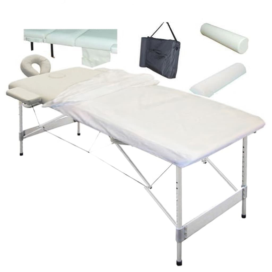 Massagebänk 2-zoner gräddvit inkl. massagetillbehör