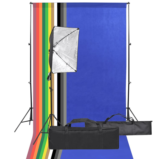 vidaXL Fotostudio med softbox-lampor och bakgrund
