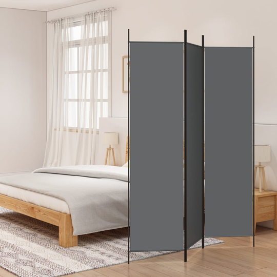 vidaXL Rumsavdelare 3 paneler antracit 150 x 200 cm tyg